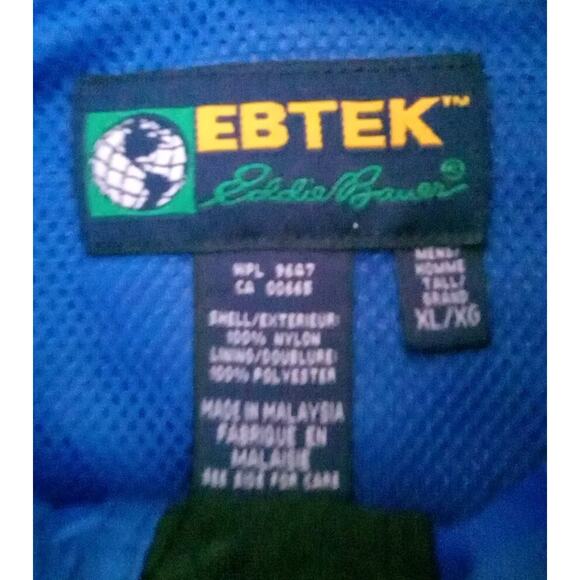 VINTAGE Eddie Bauer EB TEK Zip Hooded Jacket Adult XL Blue Rain Wind - Picture 3 of 11